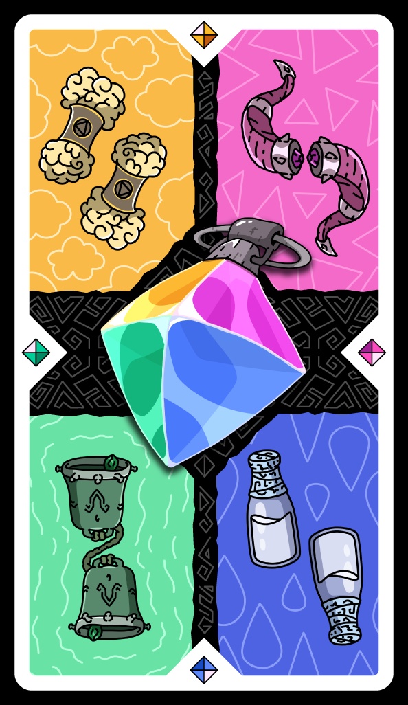 Four-colour amulet card